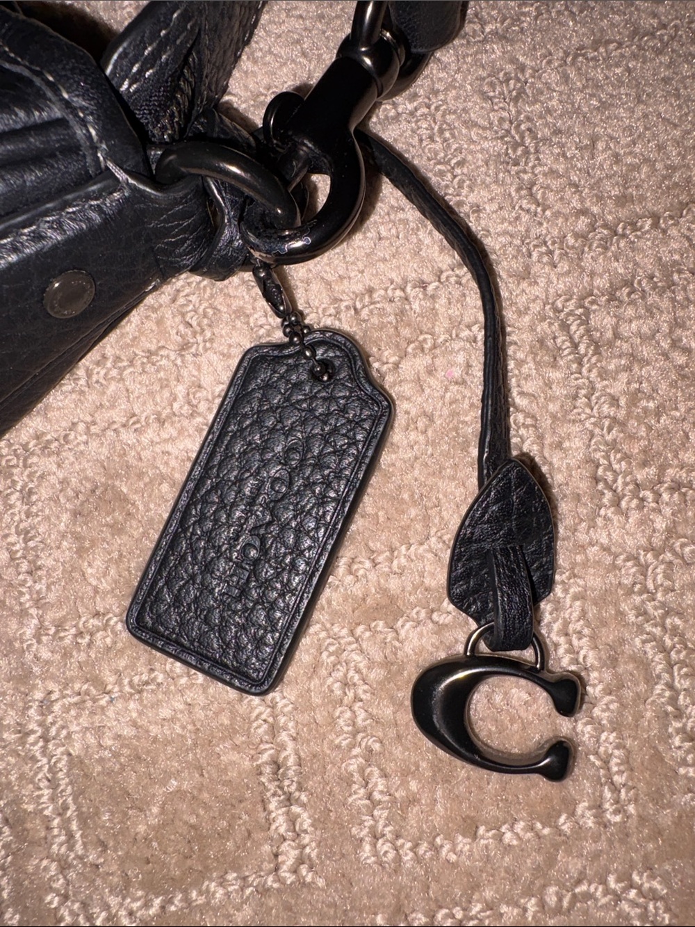 Coach Cary Black Pebbled Leather Shoulder Bag with gun metal hardware - Picture 8 of 11